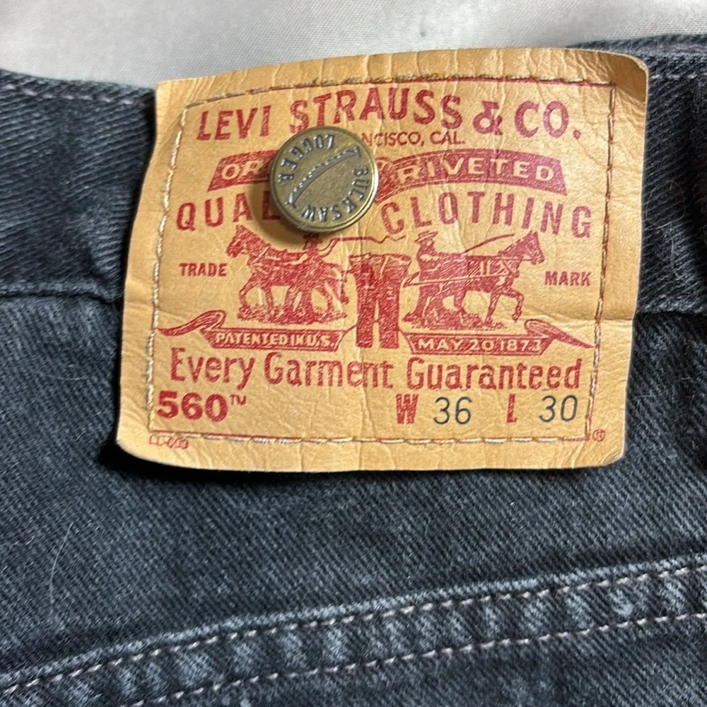 Levis 560 Relaxed Fit Suspender Zip Front Jeans sz 36x30 w/Suspenders - Picture 4 of 17